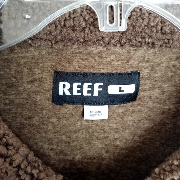 Reef knit sweater fleece top jacket coriander Sherpa collar sz L - Picture 8 of 10